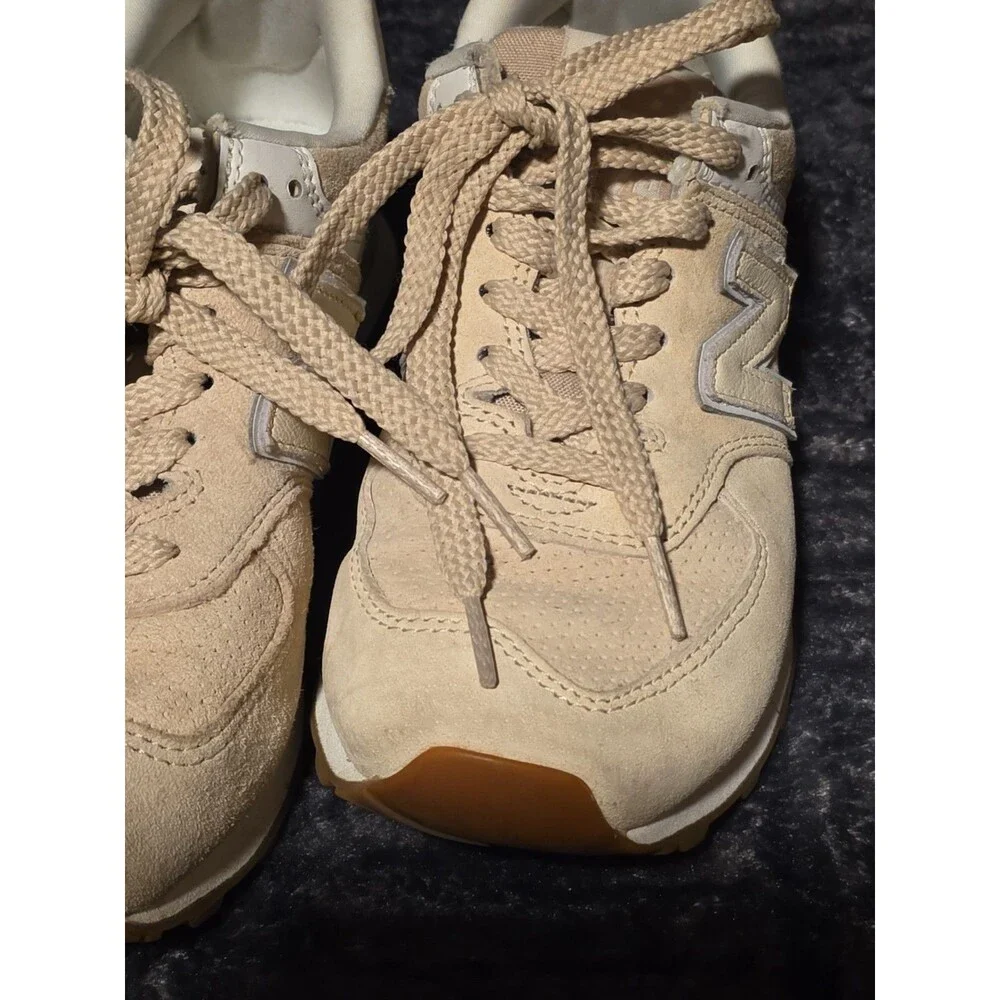 New Balance 574 Shoes Women's Size 6.5 Tannish Suede Mesh ENCAP WL574DL2 Laces